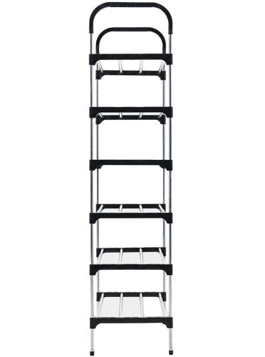 Напольная полка органайзер Shoe Rack Rias RD-9005 для хранения обуви 6 ярусов, Стойка этажерка на 6 секций полок 115x56x30 см из стали Серебристая