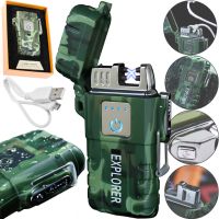 Електроімпульсна спіральна запальничка lighter Explorer JL317 акумуляторна сенсорна запальничка 2 дуги з вітрозахистом від USB JL-317 6741 Камуфляж