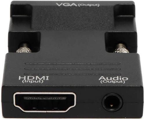 Конвертер HDMI-VGA OUT Black адаптер для перетворення сигналу 1080p з аудіо виходом, перехідник з HDMI на VGA кабель 3.5 мм jack Чорний