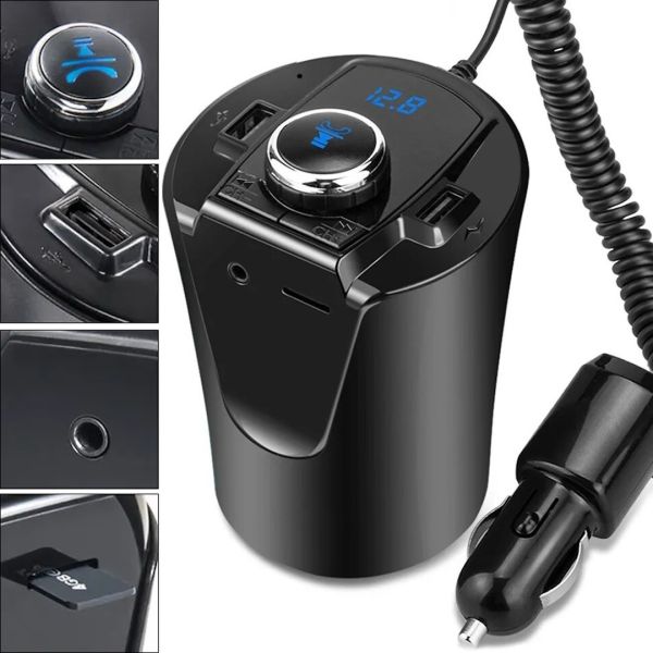 Автомобільний FM трансмітер від прикурювача H26 BX6 передавач Bluetooth MP3 авто фм модулятор адаптер в машину з зарядкою і блютуз в підсклянник