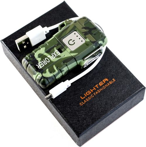 Електроімпульсна спіральна запальничка lighter Explorer JL317 акумуляторна сенсорна запальничка 2 дуги з вітрозахистом від USB JL-317 6741 Камуфляж