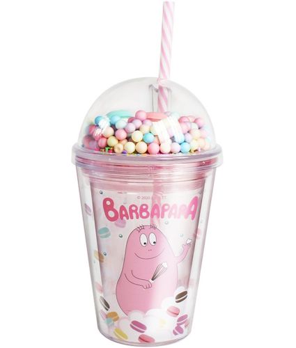 Мультяшна кружка Funny Cup 500 мл пластиковий стакан з подвійними стінками, кришкою, соломинкою і райдужними кульками для води і гарячих напоїв