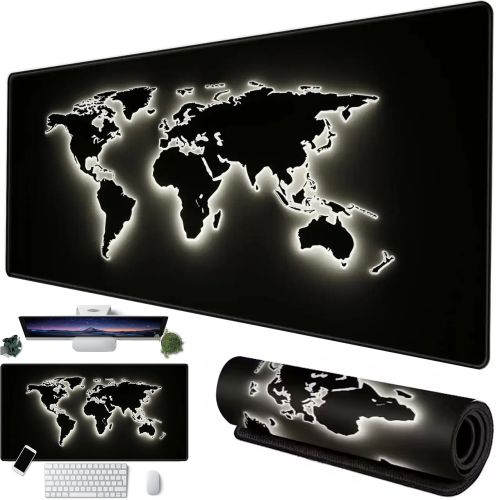 Ігровий комп'ютерний килимок Карта Світу, що світиться, HP227 80x30 см для клавіатури і мишки, Ігрова поверхня для миші