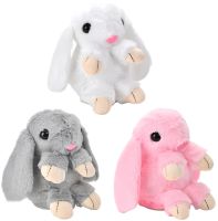 Музичний плюшевий зайчик Repeat Happy Rabbit FJ8888 Grey дитяча м'яка іграшка заєць із підсвічуванням і звуковими ефектами на акумуляторі від USB
