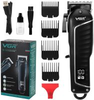 Аккумуляторная машинка для стрижки волос VGR V-683 10W беспроводной мужской триммер для окантовки бороды и усов со сменными насадками и дисплеем USB