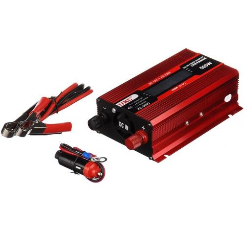 Автомобильный инвертор UKC AC/DC 12V-220V 500W KC-500D авто преобразователь напряжения тока с LCD дисплеем от прикуривателя, аккумулятора с экраном