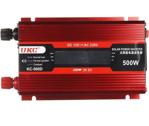 Автомобильный инвертор UKC AC/DC 12V-220V 500W KC-500D авто преобразователь напряжения тока с LCD дисплеем от прикуривателя, аккумулятора с экраном