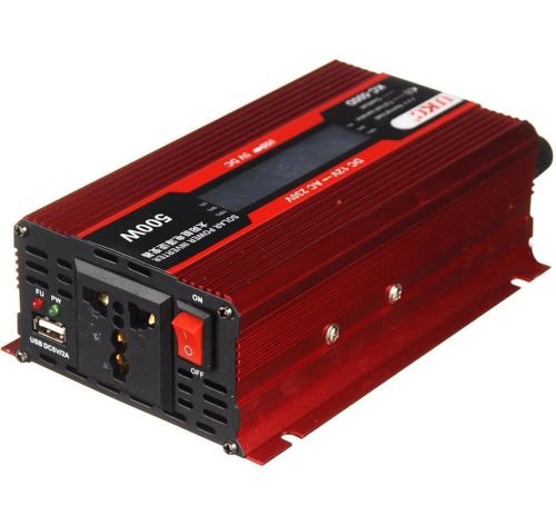 Автомобильный инвертор UKC AC/DC 12V-220V 500W KC-500D авто преобразователь напряжения тока с LCD дисплеем от прикуривателя, аккумулятора с экраном