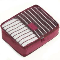 Набір дорожніх сумок органайзерів Secret Pouch 6 штук Бордові, чохли мішки для зберігання одягу у валізі, водонепроникні для подорожей laundry