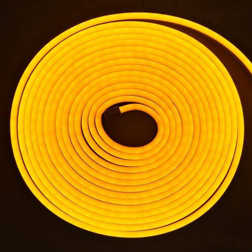 Світлодіодна силіконова стрічка LED NEON 0729 Yellow 5 м з блоком живлення, універсальна неонова гнучка підсвітка 12v-220v 5m в силіконі Жовта