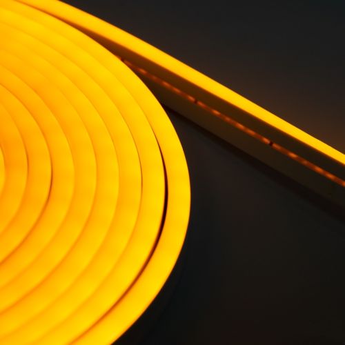 Світлодіодна силіконова стрічка LED NEON 0729 Yellow 5 м з блоком живлення, універсальна неонова гнучка підсвітка 12v-220v 5m в силіконі Жовта