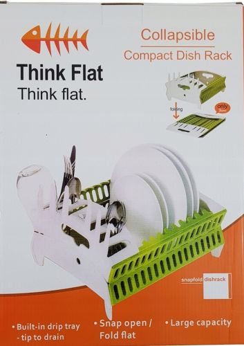 Сушарка органайзер для посуду Compact Dish Rack складна настільна сушка для виделок і ложок, Пластикова сушарка-органайзер на кухню Зелена з білим
