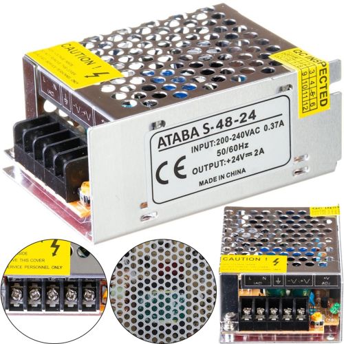 Универсальный блок питания адаптер Ataba 24V 2A 48W S-48-24 Metall для SMD светодиодных лент мониторов в металлическом корпусе на 5 A