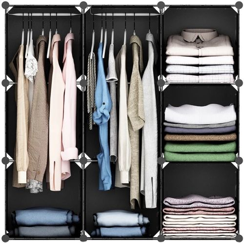 Складаний шафа органайзер для речей Storage Cube Cabinet MP-39-61 110х110х35 см Пластикова тумба на 9 секцій поличка для одягу та взуття Чорна