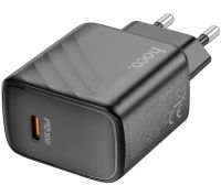 Мережевий зарядний пристрій зарядка Hoco CS22A PD30W на один порт Type-C USB-C, Адаптер живлення блок Хоко для швидкої зарядки телефону Чорний