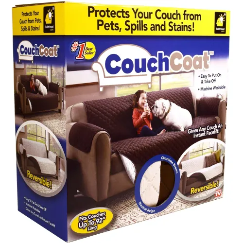 Двостороння накидка чохол на диван Couch Coat з мікрофібри, захисне двостороннє водонепроникне стьобане покривало для дивана