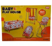 Дитячий набір Baby Play House CS0849 Лисички для ляльки та іграшок гойдалки манеж шезлонг гойдалка і стільчик для годування, Комплект для ляльок