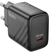 Мережевий зарядний пристрій зарядка Hoco CS22A PD30W на один порт Type-C USB-C, Адаптер живлення блок Хоко для швидкої зарядки телефону Чорний