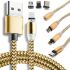 Магнитная зарядка для телефона Hoco X-Cable Magnetic 3 в 1 круглый USB кабель micro lightning type-c 1 м шнур с LED подсветкой M3 для Android IOS