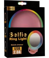 Світлодіодне LED селфі кільце Selfie Ring Light A4S 11.5 см акумуляторна RGB лампа із затискачем, кільцеве підсвічування з дзеркалом на телефон USB H8-1