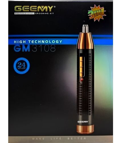 Бездротовий чоловічий тример Geemy GM-3108 3 в 1 для стрижки брів, волосся в носі та вухах, акумуляторна окантовочна машинка для гоління з насадками