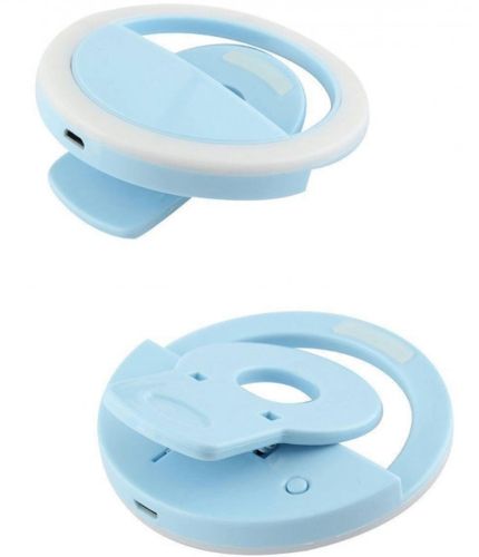 Світлодіодне LED селфи кільце Selfie Ring Light XL-191 8.5 см світлове підсвічування для фото лампа на телефон Android IOS блакитне, Рожеве, Чорне