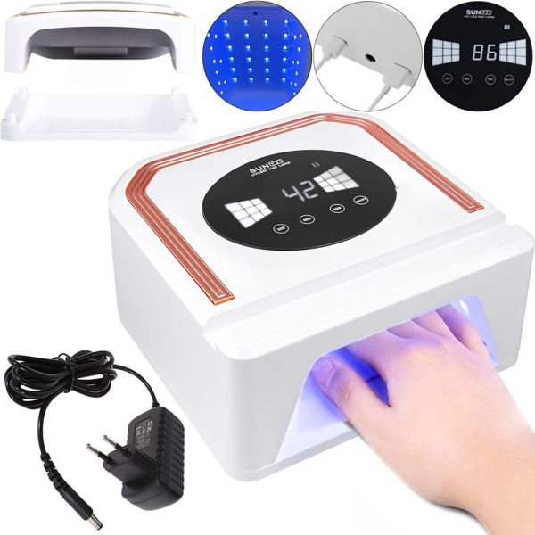 Бездротова лампа сушарка Power Bank SUN Y31 UV / LED 248W 14000 mAh для манікюру і педикюру з екраном, акумуляторна УФ сушка нігтів гель лаку Біла