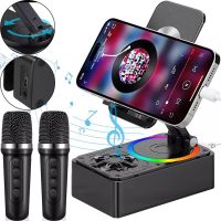 Держатель подставка для телефона с колонкой Microphone speaker set AND K18-2 Беспроводная Bluetooth колонка с держателем и 2 микрофонами для караоке