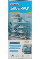 Обувниця з полицею для аксесуарів Araqel Shoe Rack стелаж органайзер для зберігання взуття 60х21х78 см металева стійка на 5 полиць в передпокій Чорна