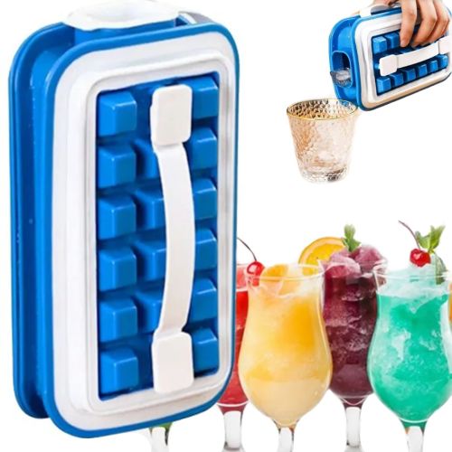 Герметична силіконова форма для льоду з кришкою на 18 клітинок Fill + Carry Without Spilla, Контейнер ледница 18 кубиків, Ледница для заморозки води