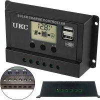 Сонячний контролер заряду АКБ UKC DP-530A 30A, 12-24В з LCD дисплеєм, контролер екран, 2хUSB для контролю заряду батарей в сонячних панелях Чорний