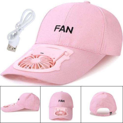 Бейсбольна кепка з вентилятором Fan RS-75 Рожева, сонцезахисна, охолоджувальна бейсболка з обдувом, USB зарядкою, акумулятором на сонячній батареї