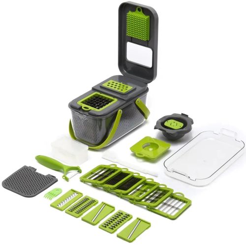 Багатофункціональна овочерізка Veggie slicer MA-8 22 в 1 кухонна терка подрібнювач слайсер для нарізки овочів і фруктів з насадками і контейнером