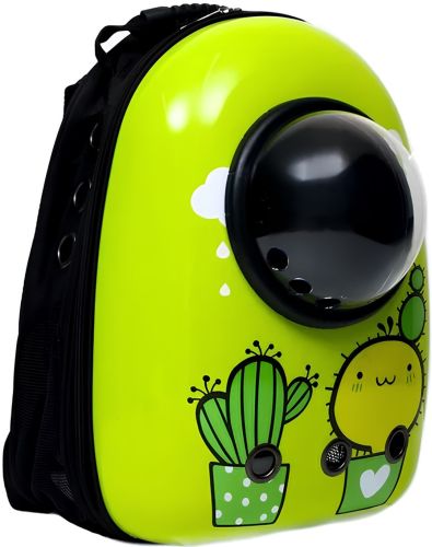 Рюкзак для переноски животных CosmoPet Кактус сумка переноска с прозрачным окошком иллюминатором и сеткой для кошек и котов до 10 кг 32х25х42 см