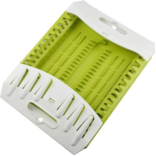 Сушарка органайзер для посуду Compact Dish Rack складна настільна сушка для виделок і ложок, Пластикова сушарка-органайзер на кухню Зелена з білим