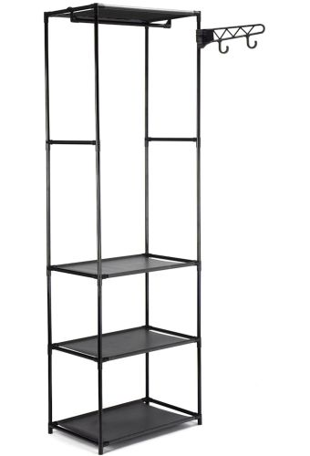 Підлогова складна вішалка для одягу New Boxy Coat Rack 6602 шафа органайзер з гачками і трьома полицями для взуття, розкладний стелаж для передпокою