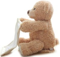 М'яка дитяча іграшка Peekaboo Bear Плюшевий ведмедик 33 см музичний інтерактивний грає в хованки говорить ведмідь від 6 місяців Пікабу Бежевий 