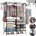 Підлогова складна вішалка для одягу Simple Coat Rack Double Row 8518 шафа-органайзер з гачками і шістьма полицями для взуття, розкладний стелаж