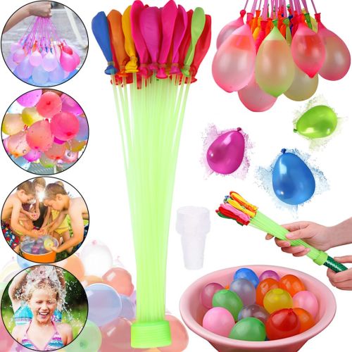 Набір водяних кульок бомб Happy Baby balloons MS-23-221 37 штук комплект різнокольорових куль бомб для водних битв з насадкою для затоки води