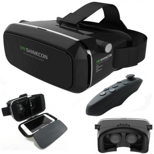 3D Очки виртуальной реальности с пультом ДУ VR Shinecon G04, 3Д Шлем виртуальной реальности для телефона, гарнитура для 4.7-6 дюймов, Черный