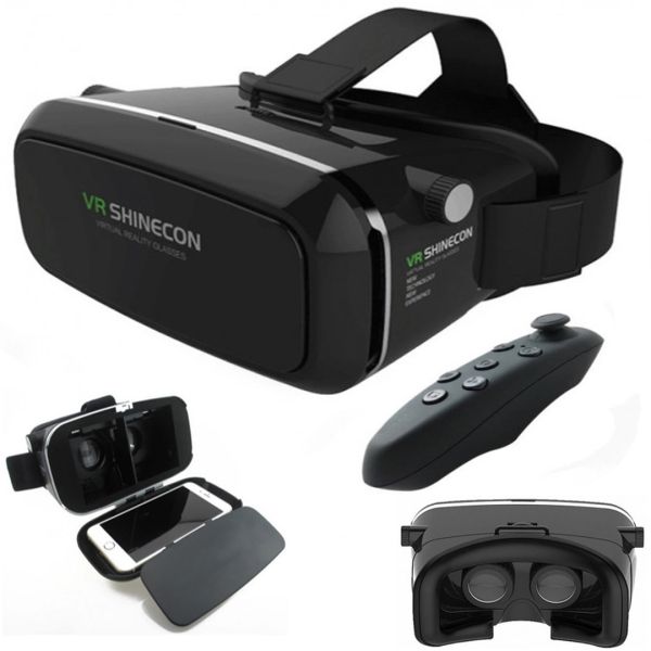 3d окуляри віртуальної реальності з пультом ДУ VR Shinecon G04, 3д шолом віртуальної реальності для телефону, гарнітура для 4.7-6 дюймів, Чорний
