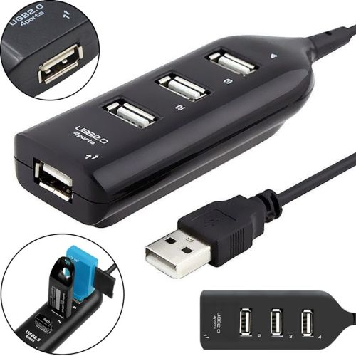 USB хаб Hi-Speed XD4 Black на 4 порти, Універсальний розгалужувач з 4 виходами концентратор перехідник HUB 480 Мбіт для комп'ютера від USB Чорний