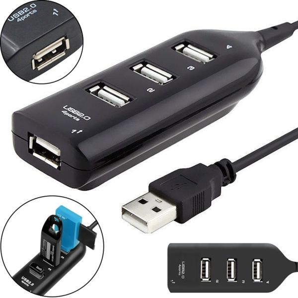 USB хаб Hi-Speed XD4 Black на 4 порти, Універсальний розгалужувач з 4 виходами концентратор перехідник HUB 480 Мбіт для комп'ютера від USB Чорний