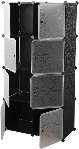 Складаний шафа органайзер для речей Storage Cube Cabinet MP-28-51 76х37х146 см Пластикова тумба на 8 секцій поличка для одягу та взуття Чорна MP28-51