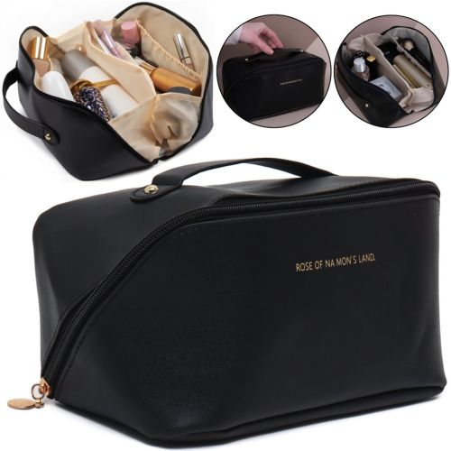 Косметичка органайзер для зберігання косметики Rose of Mon's Land Beauty Box Bag жіноча Дорожня сумка з ручкою, водонепроникна Mons Чорна