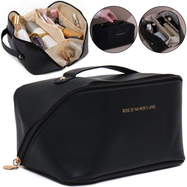 Косметичка органайзер для зберігання косметики Rose of Mon's Land Beauty Box Bag жіноча Дорожня сумка з ручкою, водонепроникна Mons Чорна