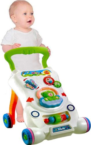 Дитячі розвиваючі ходунки каталка Qichun Toys 696-R15 2в1, Дитячий ходунок Children Music Walker на коліщатках з музичними ефектами для дітей