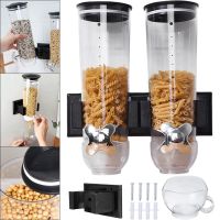 Настінний подвійний диспенсер для зберігання круп Double Dispenser 2 дозуючих циліндра, ємність для сипучих продуктів з дозатором і порційної чашею 