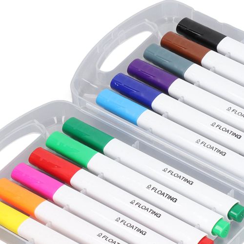 Волшебные маркеры для рисования на воде Floating Pen 12 шт, Детский развивающий набор маркеров для скетчинга фломастеры в кейсе Разноцветные