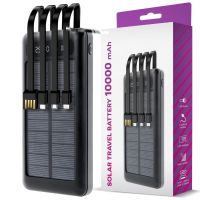 Зарядний пристрій Power bank YM-485 Solar 10000 mAh C набором кабелів 4в1 зовнішній акумулятор на сонячній батареї Type - C MicroUSB Lightning